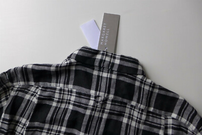 Margaret Howell Oversized Linen Check Shirt Black White, size
