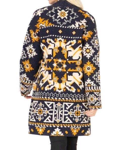 Vertigo Chalet Sweater Jacket Coat Med Countryside Old Money Pockets Cozy Knit  - Image 2 of 4