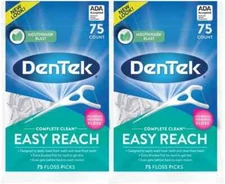 Dentek Floss Picks Complete Clean Back Teeth 75 Count (2 Pack)