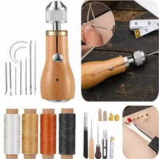 Portable Sewing Awl Kit,Stitching Awl Hand Stitcher Repair Tool Kit for Leather