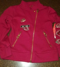 365 Kids raspberry red motto zippered cotton/poly jacket size 4 girls