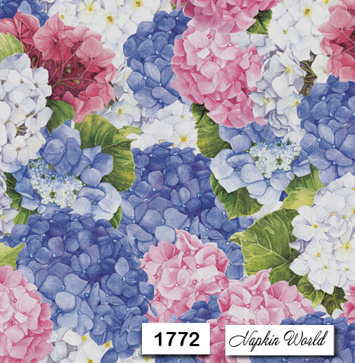 1772 Luncheon Decoupage Napkins Featuring Hydrangea Flowers Paper Craft Supply  