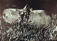 Mattia MORENI 1971 A watermelon wound moon original signed lithograph 