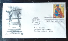 VOLLEYBALL 1996 OLYMPIC GAMES ARTCRAFT PCS CACHET FDC