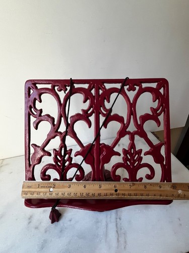 Red Cast Iron enamel Cookbook Stand Recipe Holder book holder ,iPad holder .. - Picture 8 of 9