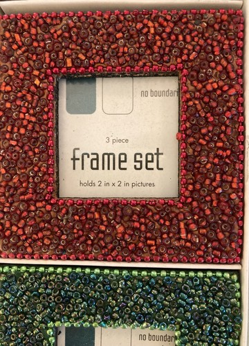 SET OF 3 NEW UNUSED 3" SQUARE BEADED PICTURE FRAMES WITH EASEL BACKS - Picture 3 of 5
