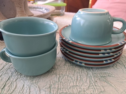 DANSK Mesa Turquoise 3-Cups and 6-Saucers Stoneware Japan - Picture 3 of 10