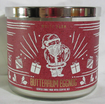 White Barn Bath & Body Works 3-wick Candle BUTTERRUM EGGNOG w/ essential oils