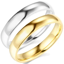 Wellingsale 14k Yellow / White Gold Solid 4mm COMFORT FIT Wedding Band