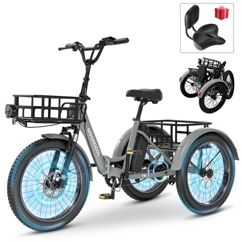 MOPHOTO 750W Folding Electric Bike With Backrest 20'' Fat Tire 48V 14.5AHBattery - Picture 14 of 48