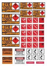 1/25 scale model USA UK gasoline tank truck placards semi tanker truck gas signs