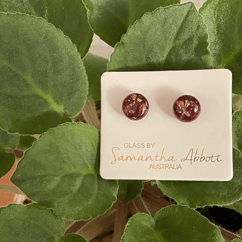 Glass Stud Earrings in Red Tones by Australian Artist Samantha Abbott - Picture 14 of 14