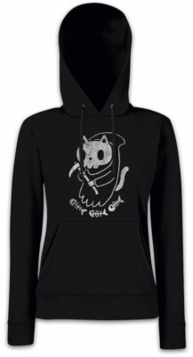 Cat Reaper II Damen Hoodie Pullover Cats Fun Death Skull Skulls Love Addiction