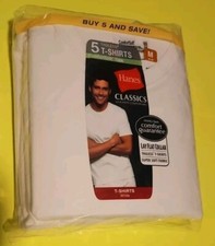 5 Pack Hanes Men's White Crew T-Shirt Super Value Cotton Size M Kohls