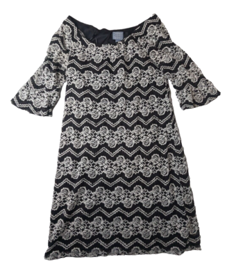 rabbit rabbit rabbit designs casual dresses Rabbit Rabbit Rabbit Black and White Geometric Design Casual Shift Dress  Size 6