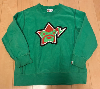A BATHING APE Baby Milo Bape Star Long Sleeve Sweatshirt 120 approx 6T-7T Green