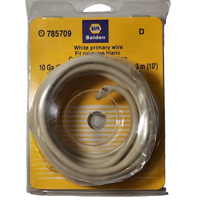 NAPA Belden White Primary Wire 10GA 785709 10 ft 3m