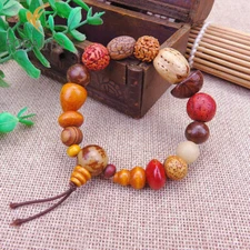 Natural Bodhi Nut Bracelet Bangles Charm Tibet Buddhist Prayer Wood Beads Gift