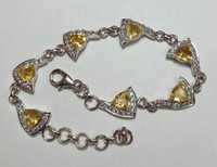 Edles 4,1 Carat Citrin WeißTopas Armband 925 Silber WeißTer Topas Gelber Citrin