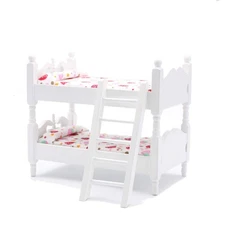 Z MAYABBO Wooden Dollhouse Furniture of Baby bunk Bed with Ladder for Miniatu...