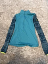 Nike Pro Dri Fit 1/2 Zip Colorblock Size S Thumb Holes Long Sleeve  Women's