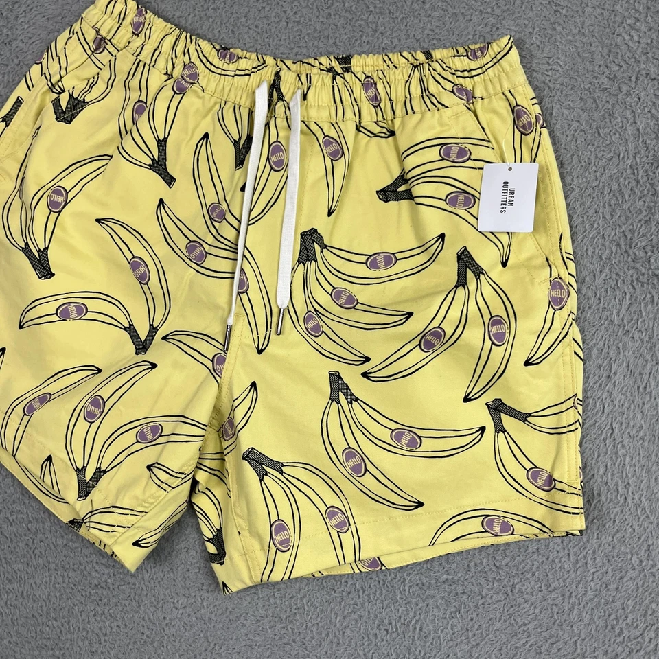 Pantalones Cortos Urban Outfitters Para Hombre Grandes Amarillo Estampado de Plátano Cordón Cintura Elástica Foto 4 de 4