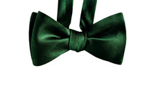 Silk bow tie for men -Dark Green Striped Bow Tie - Handcrafted - Self-tie