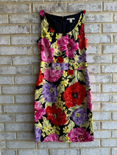 Banana Republic Sleeveless Scoop Neck Colorful Floral Sheath Dress Size 6