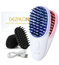 DEZALON Electric LED Scalp Massager-USB Rechargeable Red Light  Vibration Brush