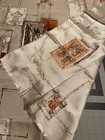 Mid Century 1 Yard+ Tan Rectangles Italy Scenes Printed Curtain Slub Fabric Vint — photo 7