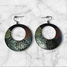 Vintage Retro Hoop Pierced Earrings Boho Mid Century