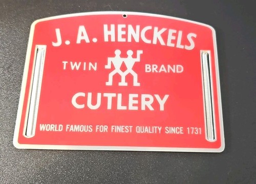 Publicidad J.A. Letrero de hojalata de cubiertos Henckels Twin Brand nuevo no vintage - Imagen 1 de 12