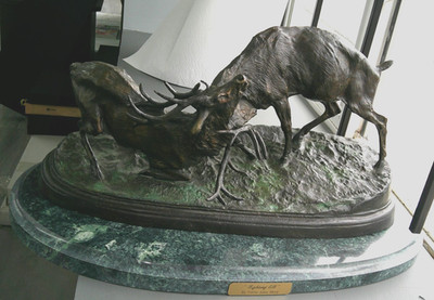 Fighting Elk By: Pierre Jules Mene 12''H x 23''L x 14''W