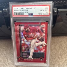 2025 Topps Chrome - Hunter Greene #91 Red Refractor /5