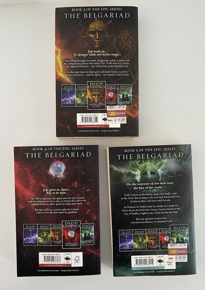 David Eddings Belgariad 3, 4, 5 Magician’s Castle Enchanters Paperback Books x3 - image 2 of 4