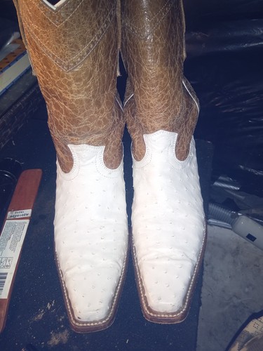 King exotic genuine leather boots white ostrich King exotic genuine letter