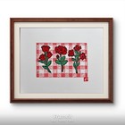 Original Red Florals 1 Linocut Print By Alannah Dyer- Acrylic 8x10 in. Nature — photo 1