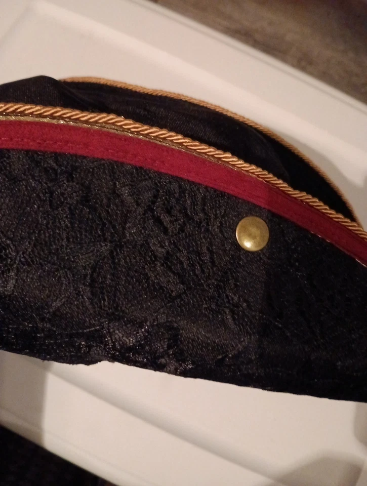 Black & Gold Tricorne Lace Overlay Women's Pirate Costume Hat ADULT - Image 3 of 4