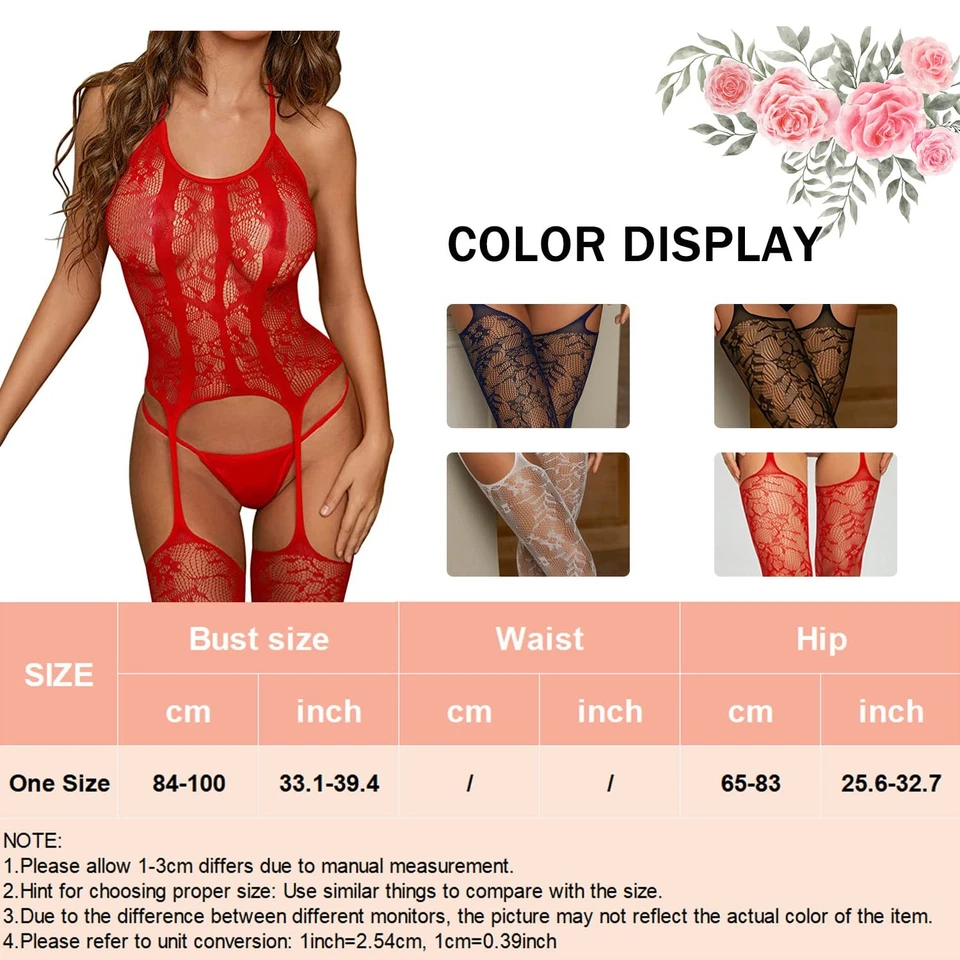 Lingerie Donna Babydoll Camicie da Notte Trasparente Intima Pizzo Halter - Immagine 4 di 4