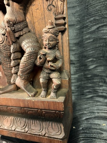 ATQ Vintage handgeschnitzte indische Holz Tempeltänzerin Apsara Relief Wandskulptur 12 Zoll - Bild 9 von 21