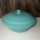 Vintage HLC Fiestaware Turquoise Covered Casserole Serving Bowl w/ Lid