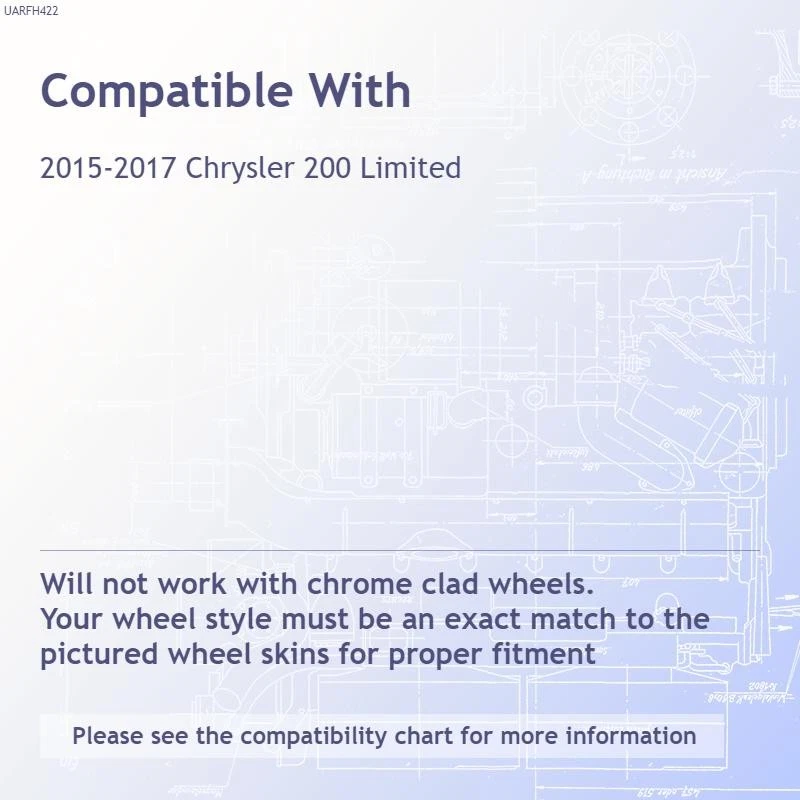 4 tampas de cubo pretas brilhantes 17" rodas capas completas para 2015 16 2017 Chrysler 200 - Imagem 3 de 4