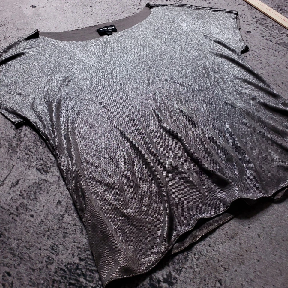 винтажный Giorgio Armani чистый мерцающий укороченный стиль верхняя рубашка 38 средний - Изображение 2 из 4