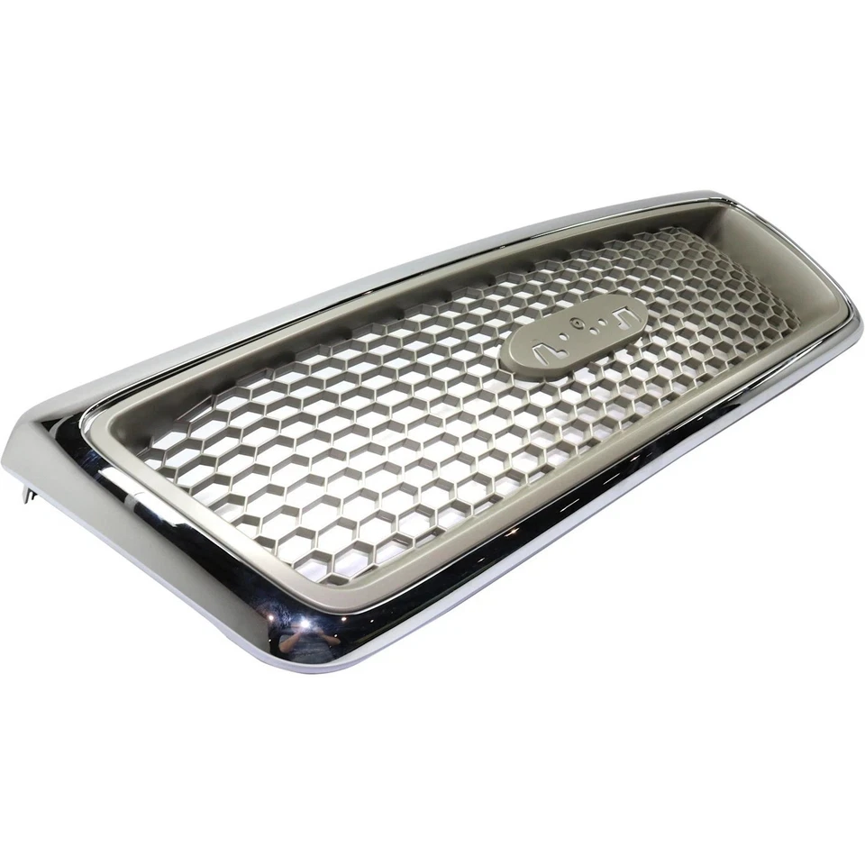 Fits 2004-2008 Ford F-150 Front Grille Chrome Shell with Beige Insert Plastic Foto 3 de 4