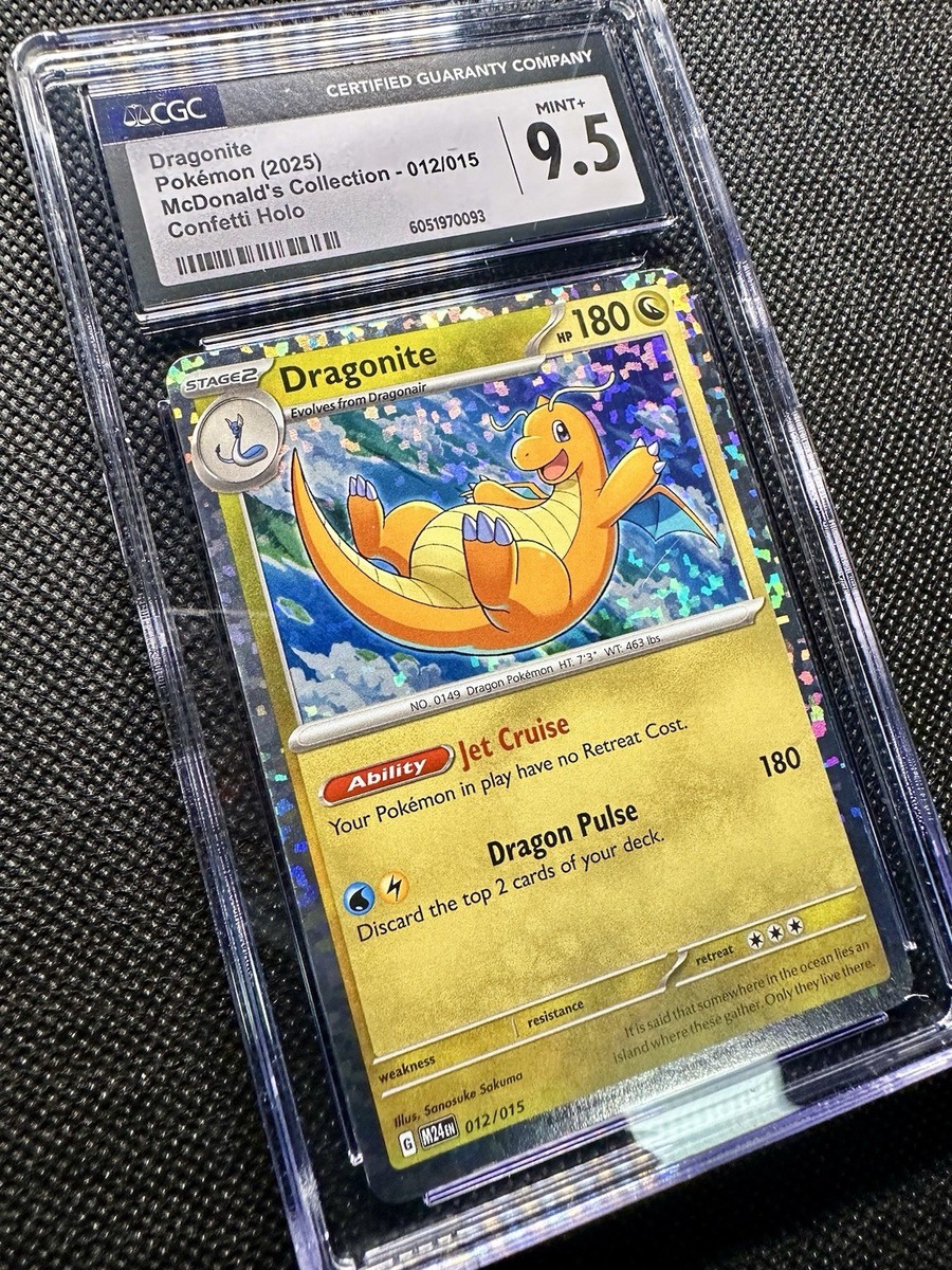 dragonite pokemon card 012 015 Pokemon Dragonite 012/015 M24 McDonald's Collection Confetti Holo CGC 9.5  GEM MT