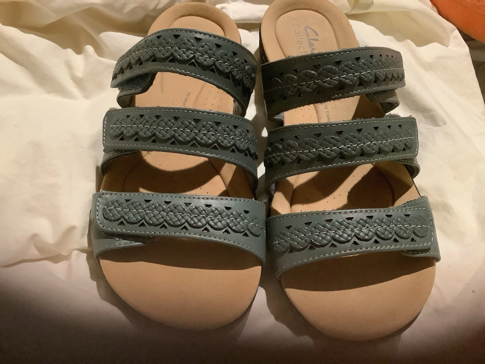 Sandali Clarks Collection in pelle con slide Laurieann Cove blu grigio taglia 7