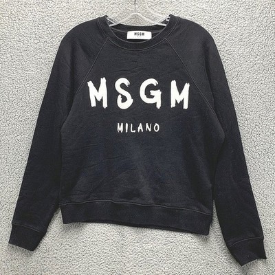 MSGM Logo Crewneck Sweatshirt Women's Large Black Milano Graphic Pullover