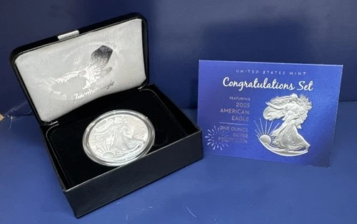 2025 American $1 Eagle 1oz Silver Proof Coin Congratulations Set