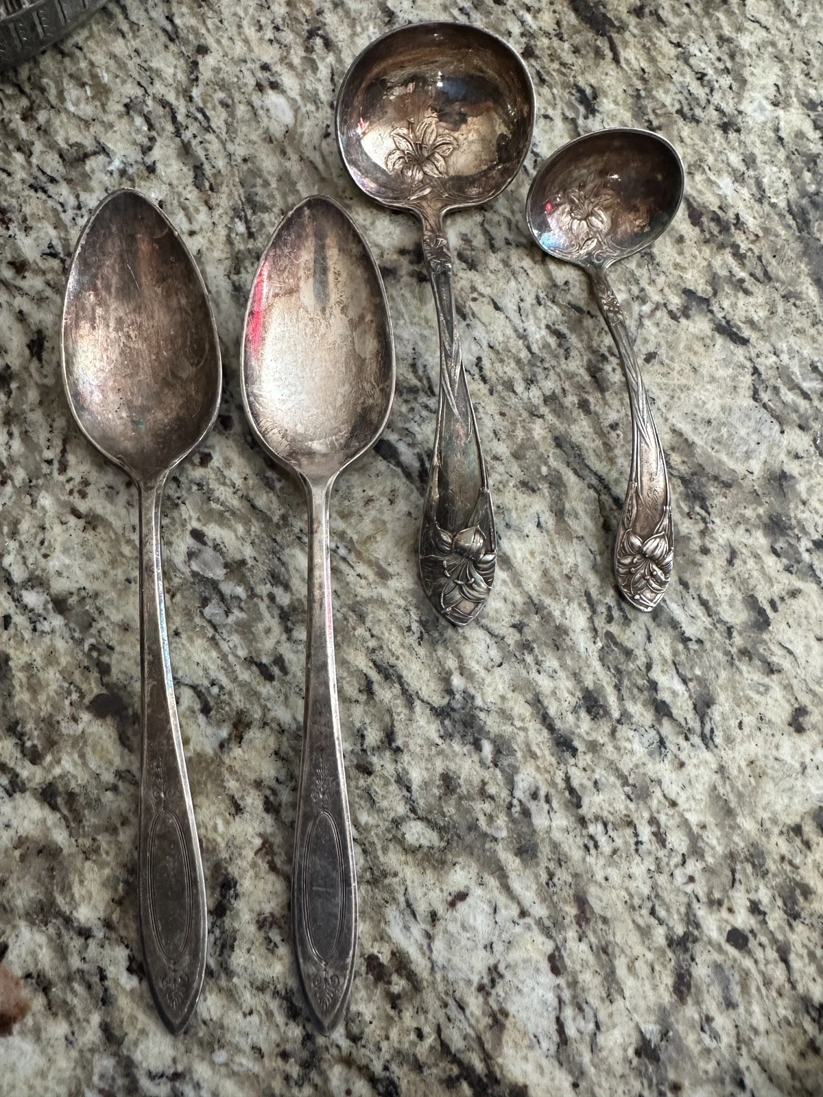 LOT OF 9 VINTAGE SILVERPLATED DISH SERVING TRAYS, SPOONS, BOWL