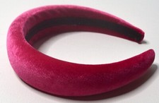 NEW Bright Pink 4cm Wide Padded Velvet Fabric 1.5cm High Aliceband Hair Women UK